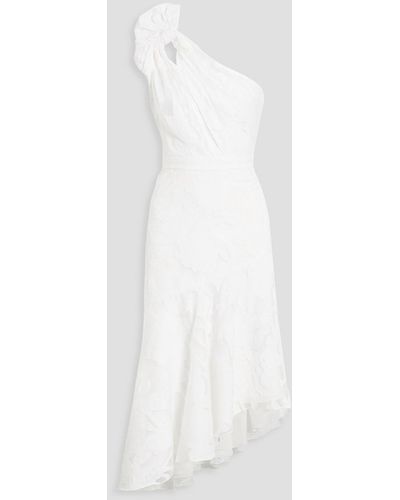 ML Monique Lhuillier One-shoulder Fil Coupé Organza Dress - White