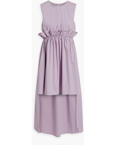 RED Valentino Asymmetric Cotton-blend Poplin Dress - Purple
