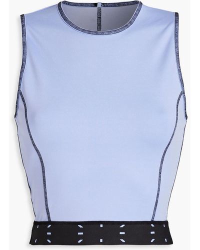 McQ Cropped Cotton-blend Jersey Top - Blue