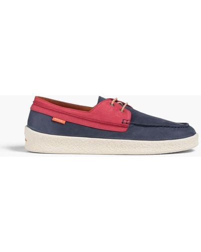 Paul Smith Costas Two-tone Nubuck Boat Shoes - Red