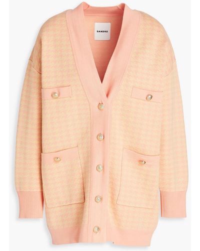 Sandro Dane Houndstooth Knitted Cardigan - Pink