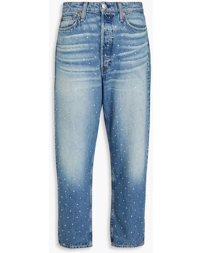 Rag & Bone Alissa Cropped Crystal-embellished Boyfriend Jeans - Blue
