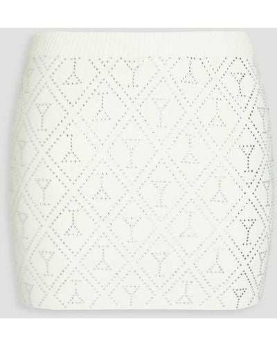 retroféte Crystal-embellished Cotton And Cashmere-blend Mini Skirt - White