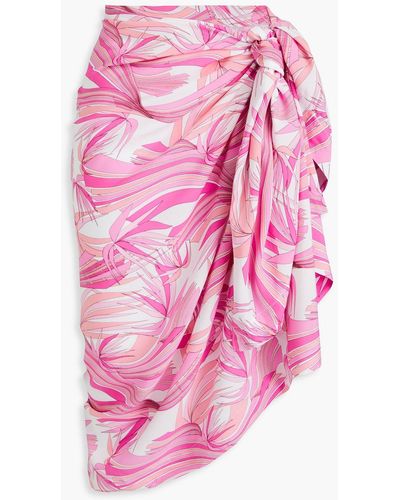 Melissa Odabash Printed Mousseline Pareo - Pink