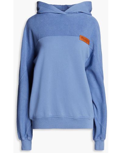 JW Anderson Embroidered French Cotton-terry Hoodie - Blue