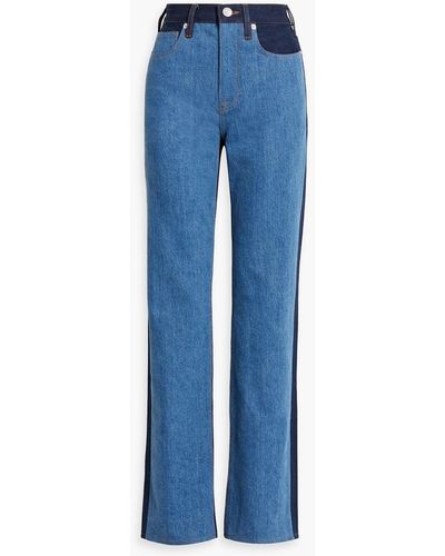 FRAME Le Jane Two-tone High-rise Straight-leg Jeans - Blue