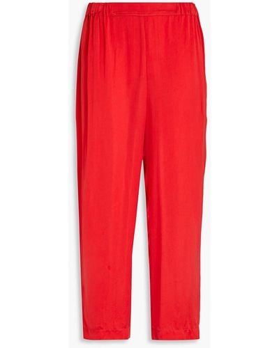 Gentry Portofino Cropped Cupro Tape Trousers - Red