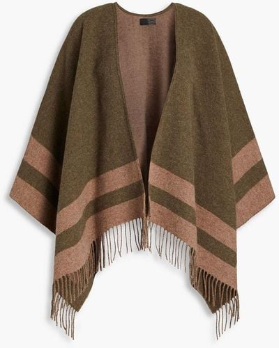 Rag & Bone Highlands Fringed Striped Wool-blend Jacquard Poncho - Brown