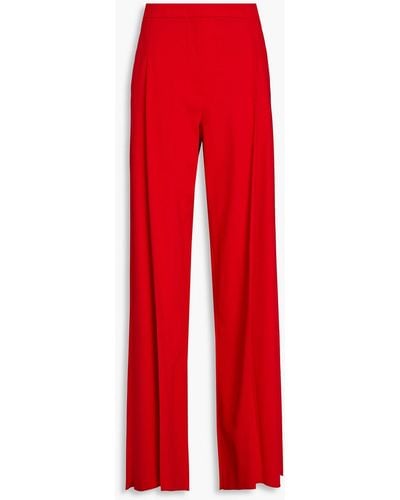 Emporio Armani Pleated Stretch-wool Crepe Wide-leg Trousers - Red