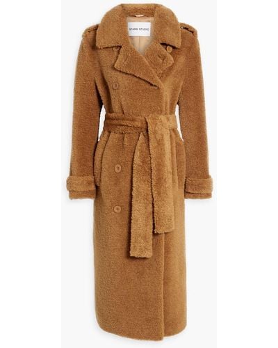Stand Studio Towa Double-breasted Faux Shearling Coat - Brown
