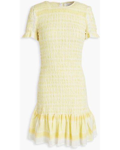 Summery Copenhagen Celine Shirred Cotton-jacquard Mini Dress - Yellow
