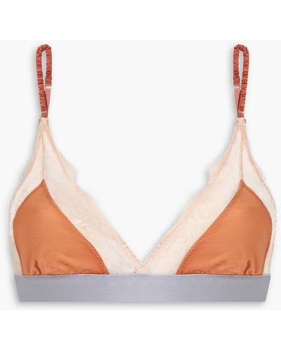 Love Stories Love Lace Satin And Corded Lace Triangle Bra - Pink