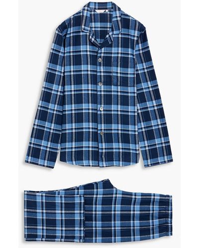 Derek Rose Kelburn Checked Cotton-flannel Pajama Set - Blue