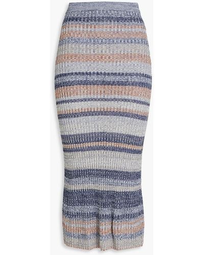 Zimmermann Striped Ribbed-knit Midi Skirt - Grey