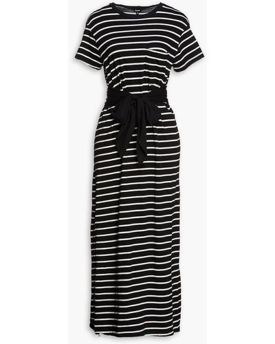 Monrow Striped Cotton-jersey Midi Dress - Black