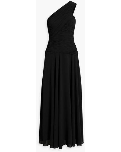 Mikael Aghal One-shoulder Draped Crepe Gown - Black