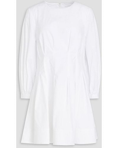 Veronica Beard Torres Pleated Cotton-blend Poplin Mini Dress - White