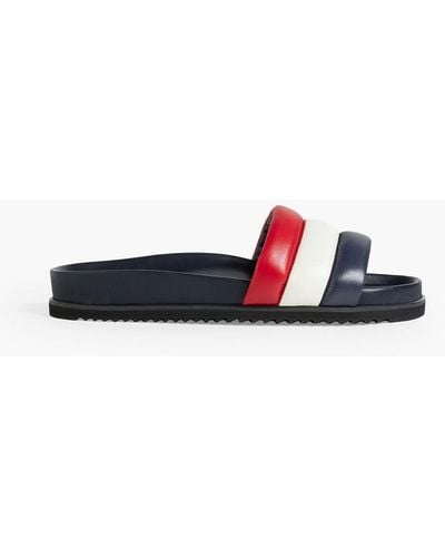 Thom Browne Striped Quilted Shell Slides - White