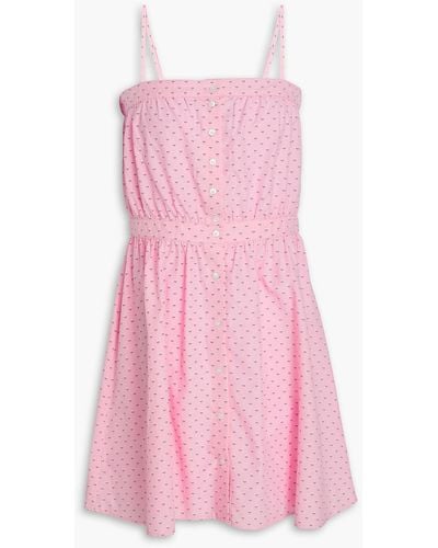 American Vintage Otbeach Floral-print Lyocell And Cotton-blend Poplin Mini Dress - Pink