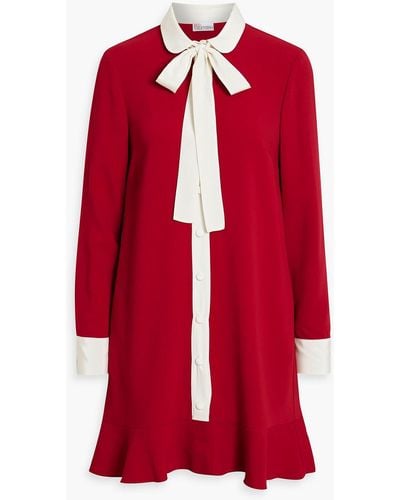 RED Valentino Pussy-bow Two-tone Crepe Mini Dress - Red