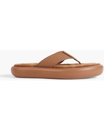 Stella McCartney Air Slide Faux Fur-lined Canvas Flip Flops - Brown