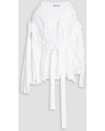 Palmer//Harding Secure Knotted Cotton-poplin Blouse - White