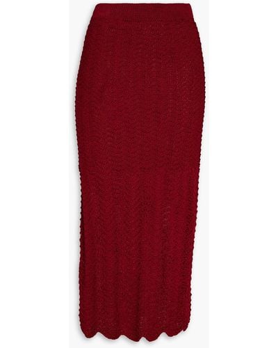 Savannah Morrow Valentina Crochet Pima Cotton Midi Skirt - Red