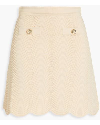 Sandro Button-detailed Ribbed-knit Mini Skirt - Natural