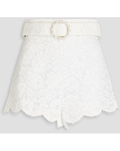 Zimmermann Shorts aus schnurgebundener spitze mit gürtel - Weiß