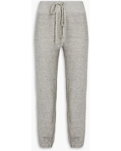 Nili Lotan Cropped Cotton-blend Fleece Track Pants - Grey