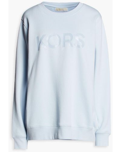 MICHAEL Michael Kors Logo-printed Organic Cotton-blend Sweatshirt - Blue