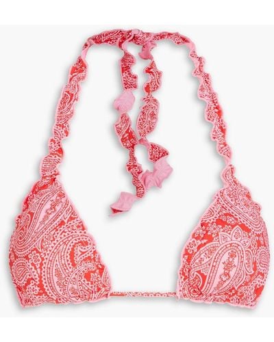 Heidi Klein Tangier Paisley-print Triangle Bikini Top - Pink