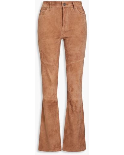 PAIGE Laurel Suede Flared Trousers - Brown