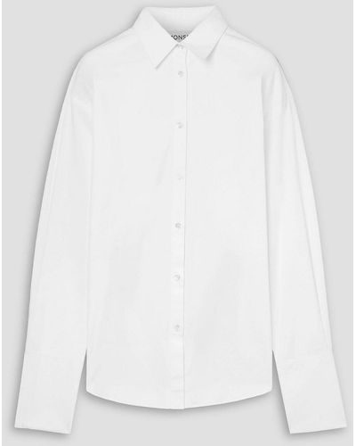 Monse Cutout Leather-trimmed Cotton-blend Poplin Shirt - White