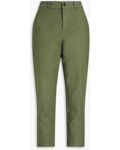 Alex Mill Alex Cropped Stretch-cotton Tapered Pants - Green