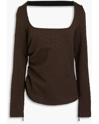 Stine Goya Bowie Cutout Embossed Jacquard Top - Brown
