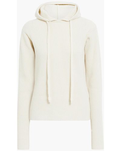 Iris & Ink Sydney Ribbed Cashmere Hoodie - Natural
