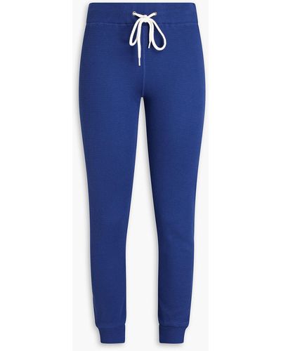 Monrow Waffle-knit Stretch Cotton And Modal-blend Track Pants - Blue