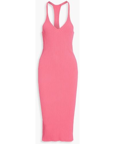 Helmut Lang Ribbed-knit Midi Dress - Pink