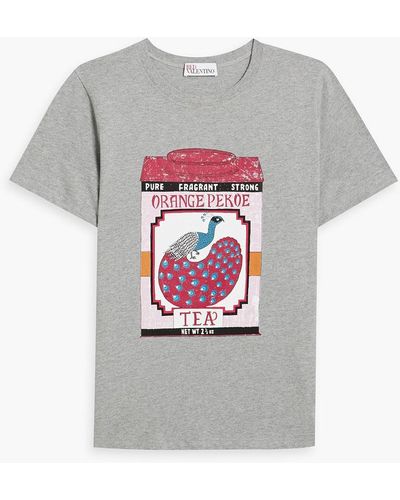 RED Valentino Printed Cotton-jersey T-shirt - Gray