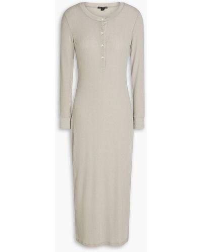 James Perse Ribbed And Cashmere-blend Midi Dress - White