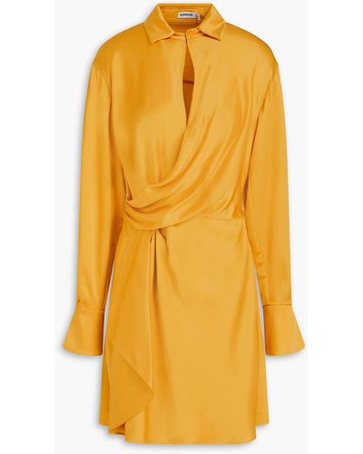 Jonathan Simkhai Drapiertes hemdkleid aus glänzendem crêpe in minilänge - Gelb