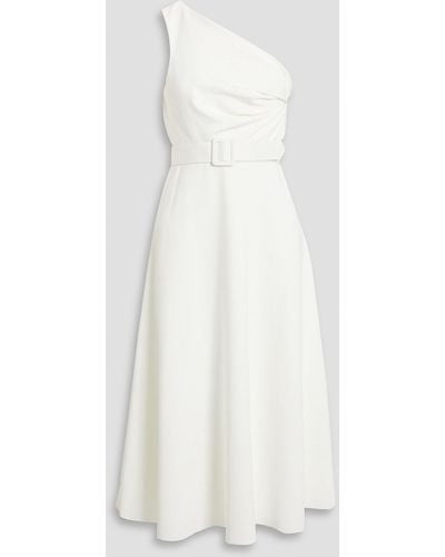 Badgley Mischka One-shoulder Scuba Midi Dress - White