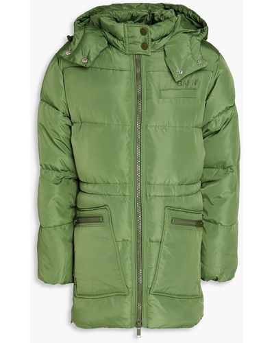 Ganni Quilted Shell Hooded Jacket - Green