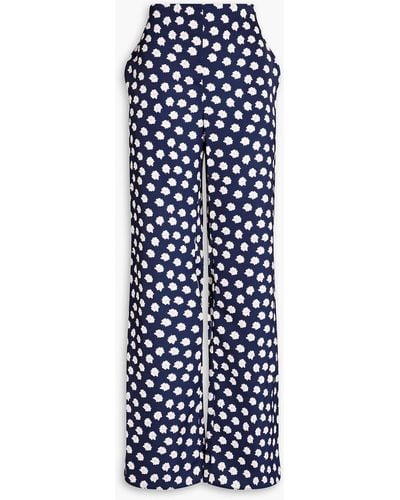 Sachin & Babi Lana Floral-print Satin Flared Trousers - Blue