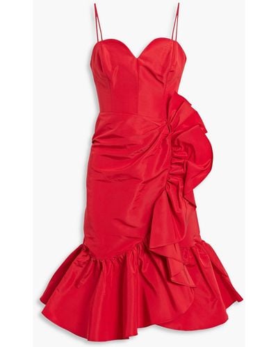 Carolina Herrera Ruffled Silk-faille Dress - Red