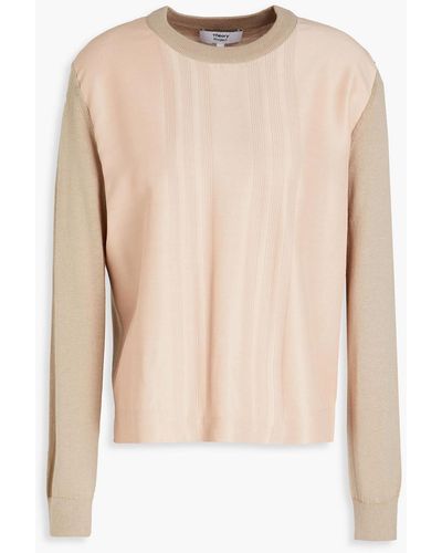 Theory Two-tone Silk-blend Jumper - White