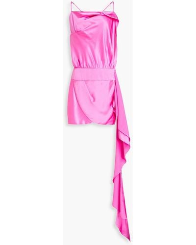 Michelle Mason Draped Pleated Silk-satin Mini Dress - Pink