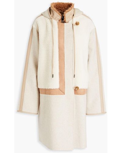 Luisa Cerano Brushed Mélange Wool-blend Felt Hooded Coat - Natural