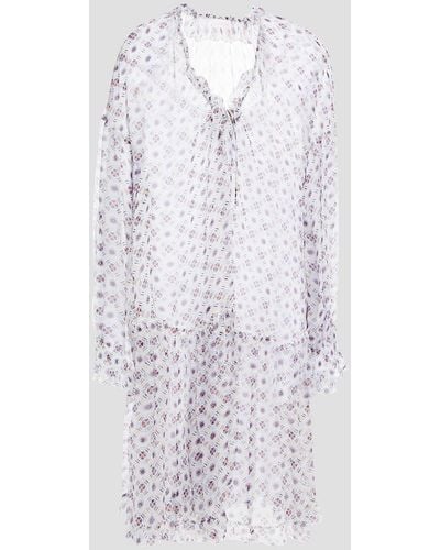See By Chloé Bedrucktes kleid aus seidenkrepon mit rüschen - Weiß